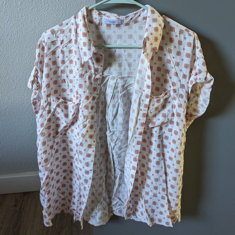 Reserved Paisley print button down short sleeve shirt